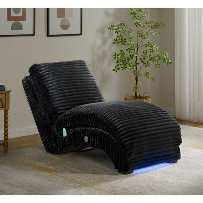 Picket House Furnishings - York Chaise with Heat Massage, USBC, LED in Masis Black - U-11260-8847-110M view 3