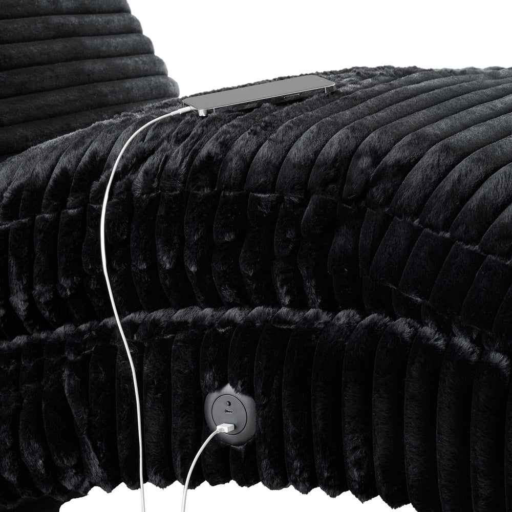 Picket House Furnishings - York Chaise with Heat Massage, USBC, LED in Masis Black - U-11260-8847-110M view 6