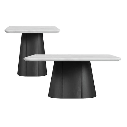 Picket House Furnishings -  Yuri 2PC Occasional Table Set in White and Black-Coffee Table & End Table - T-9130-8-2PC veiw 1