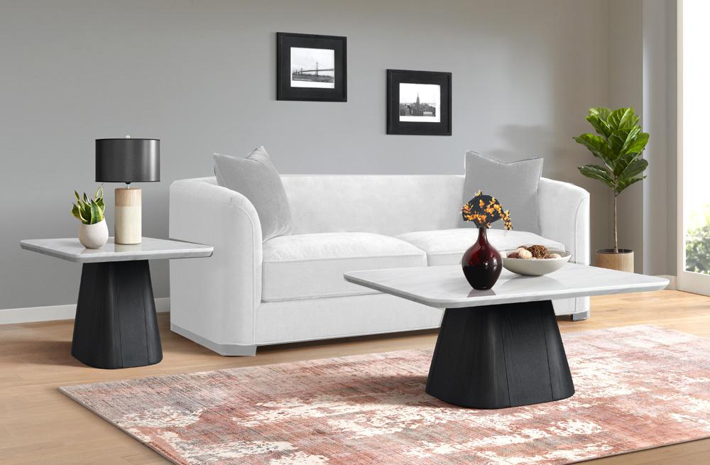 Picket House Furnishings -  Yuri 2PC Occasional Table Set in White and Black-Coffee Table & End Table - T-9130-8-2PC veiw 4