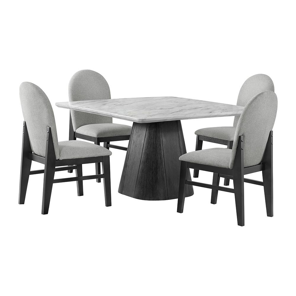 Picket House Furnishings - Yuri 5PC Standard Height Dining Set in White and Black-Table and Four Chairs - D-9130-8-SDT-5PC veiw 1
