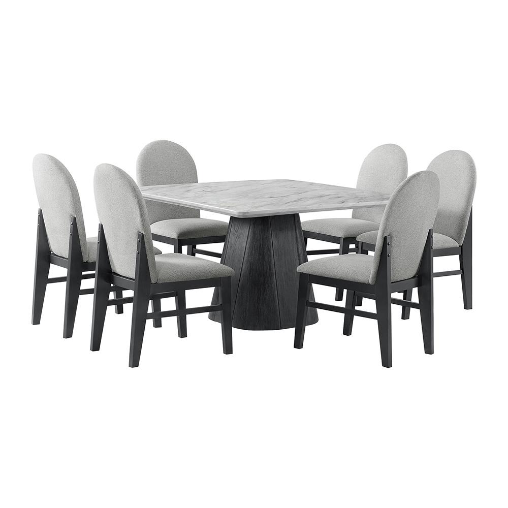 Picket House Furnishings - Yuri 7PC Standard Height Dining Set in White and Black-Table and Six Chairs - D-9130-8-SDT-7PC veiw 1