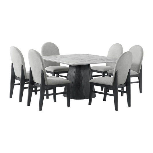 Picket House Furnishings - Yuri 7PC Standard Height Dining Set in White and Black-Table and Six Chairs - D-9130-8-SDT-7PC veiw 1