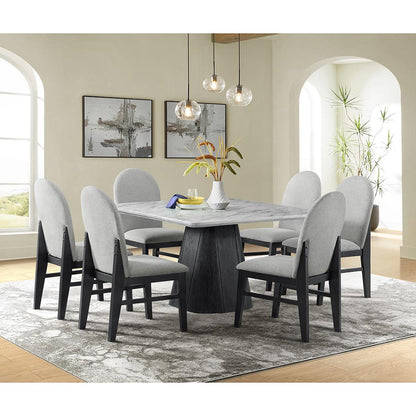 Picket House Furnishings - Yuri Dining Side Chair with Light Grey Fabric in Black (2 Per Carton) - D-9130-8-SC veiw 2