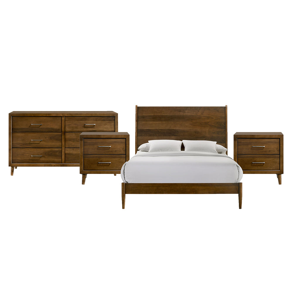 Picket House Furnishings - Zuma Queen 4PC Bedroom Set in Walnut - MC400QBNSDR view 1