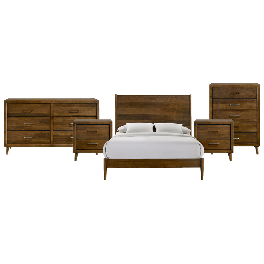 Picket House Furnishings - Zuma Queen 5PC Bedroom Set in Walnut - MC400QBNSDRC view 1