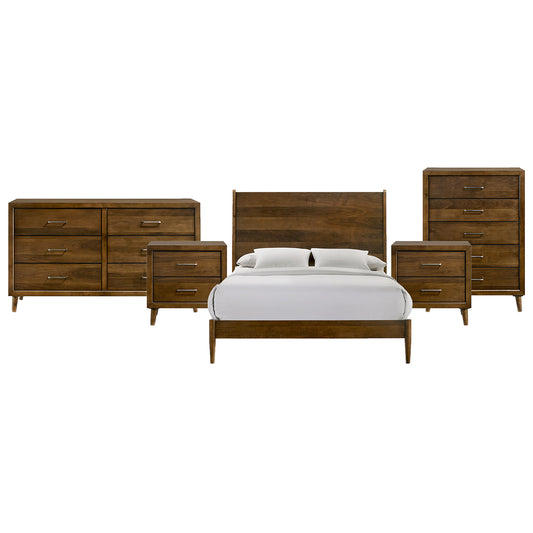 Picket House Furnishings - Zuma Queen 5PC Bedroom Set in Walnut - MC400QBNSDRC view 1