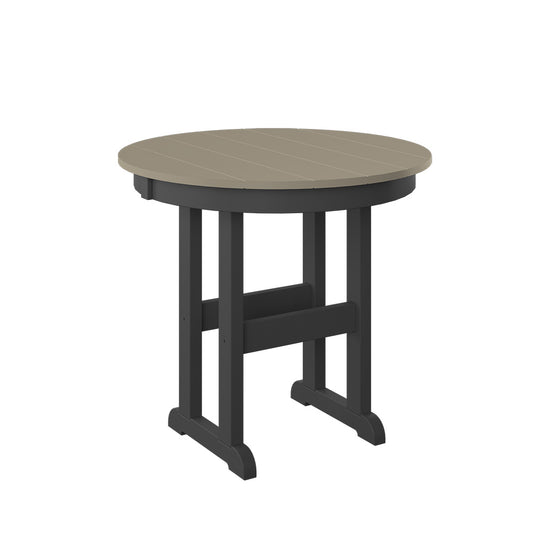 Polybird - 33" Round Table weatherwood And Black - P17-R-WW-BK view 1