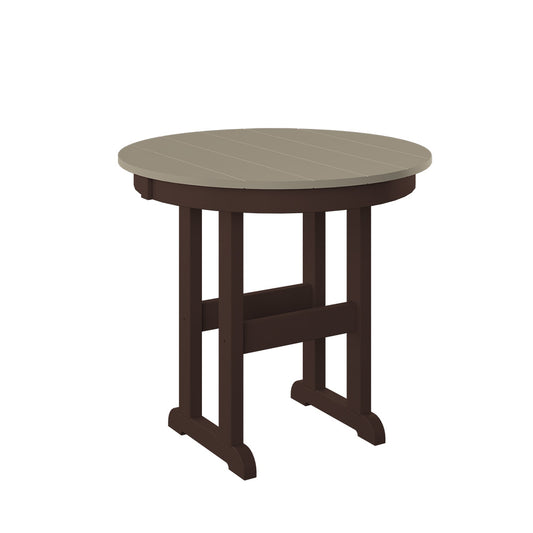 Polybird - 33" Round Table weatherwood And Tudor Brown - P17-R-WW-TB view 1