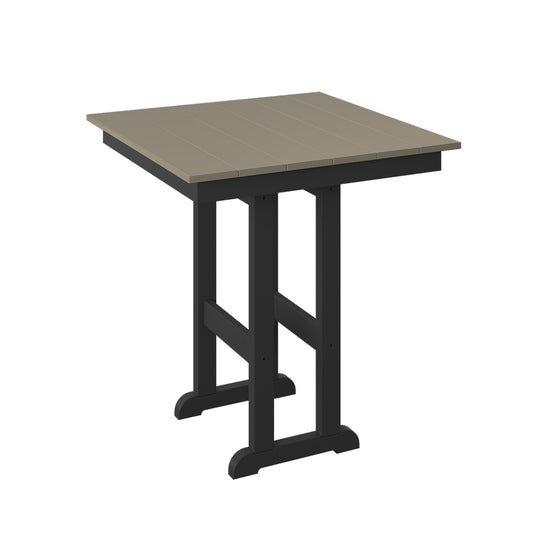  Polybird - 33" Square Table "Counter Height" Weatherwood And Black - P18-C-WW-BK view 1