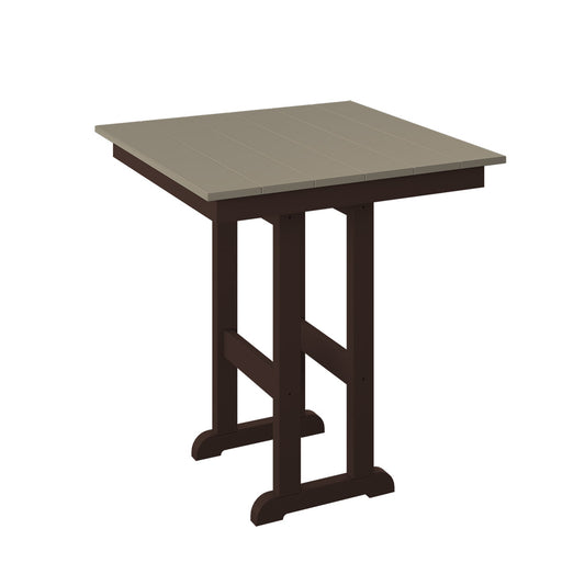  Polybird - 33" Square Table "Counter Height" Weatherwood And Tudor Brown - P18-C-WW-TB view 1