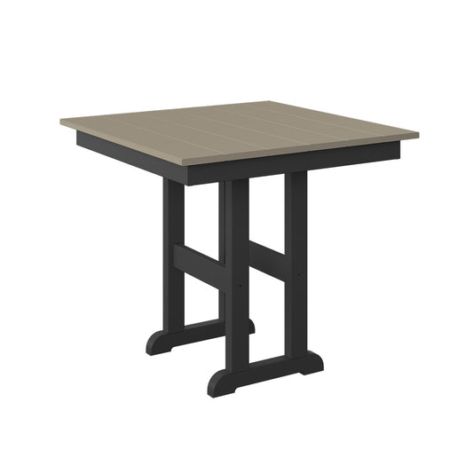 Polybird - 33" Square Table Weatherwood And Black - P18-R-WW-BK view 1