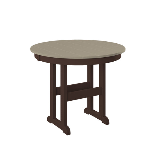 Polybird - 38" Round Table "Counter Height" Weatherwood And Tudor Brown - P15-C-WW-TB view 1