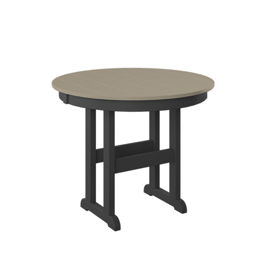 Polybird - 38" Round Table Weatherwood And Black - P15-R-WW-BK view 1