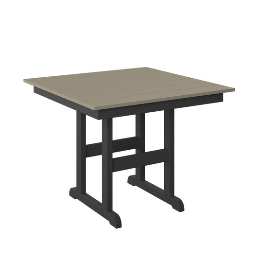 Polybird - 38" Square Table "Counter Height" Weatherwood And Black - P16-C-WW-BK view 1