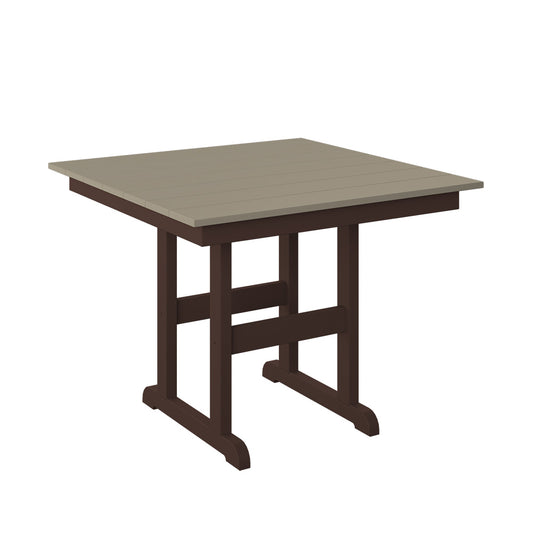 Polybird - 38" Square Table "Counter Height" Weatherwood And Tudor Brown - P16-C-WW-TB view 1