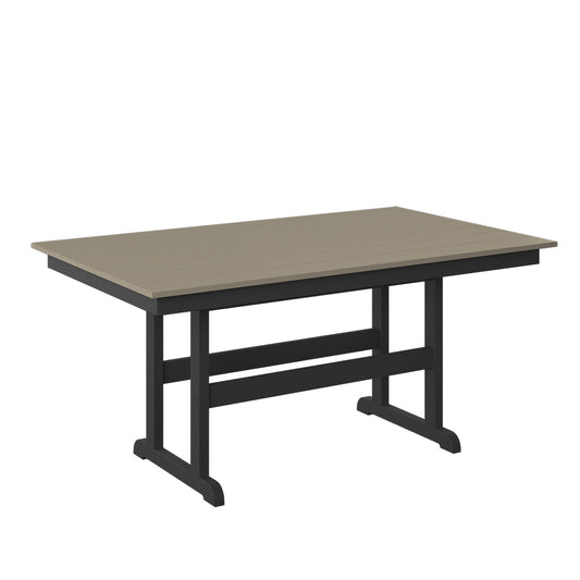 Polybird - 38" X 64" Table "Counter Height" Weatherwood And Black - P19-C-WW-BK view 1