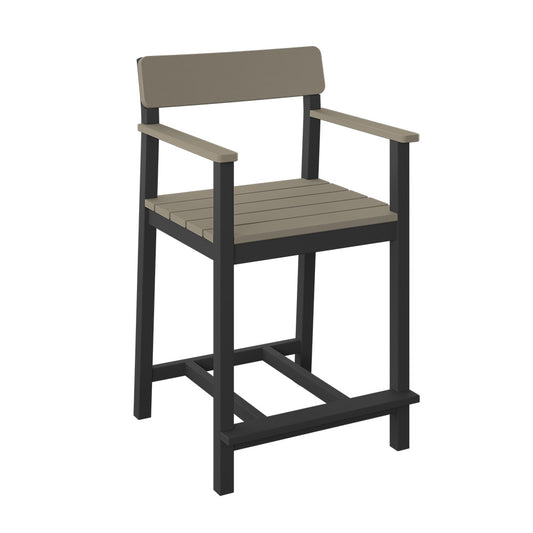 Polybird - Club Dining Chair "Counter Height" Weatherwood And Black - P95-C-WW-BK view 1