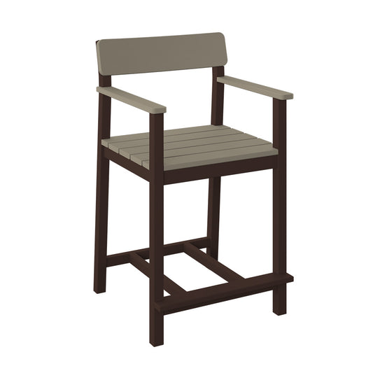 Polybird - Club Dining Chair "Counter Height" Weatherwood And Tudor Brown - P95-C-WW-TB view 1