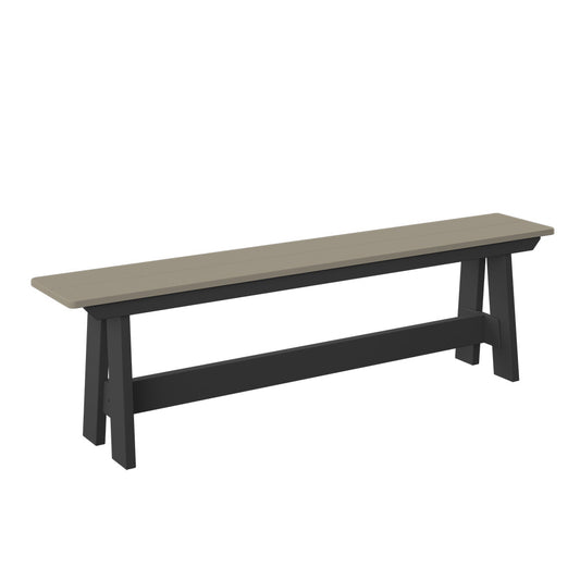 Polybird - Dining Bench Weatherwood And Black - P14-R-WW-BK view 1
