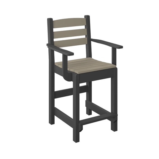 Polybird - Dining Captain Chair "Counter Height" Weatherwood And Black - P11-C-WW-BK view 1