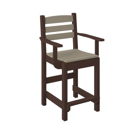 Polybird - Dining Captain Chair "Counter Height" Weatherwood And Tudor Brown - P11-C-WW-TB view 1