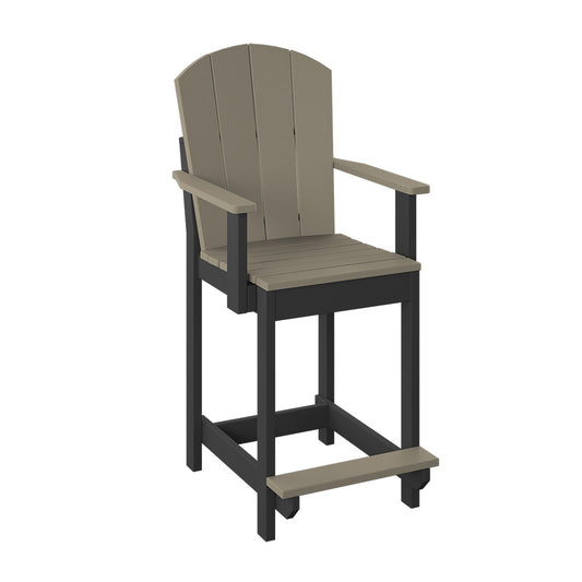 Polybird - Fanback Dining Chair "Counter Height" Weatherwood And Black - P8-C-WW-BK view 1