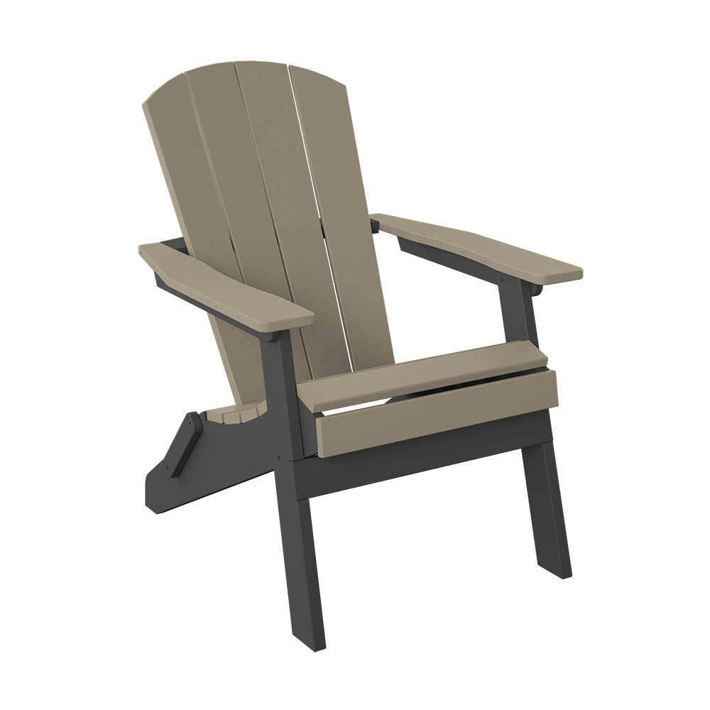 Polybird - Folding Adirondack Chair Weatherwood And Black - P3-WW-BK view 1