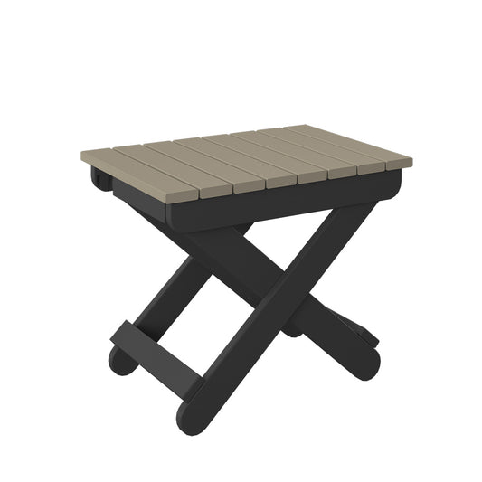 Polybird - Folding End Table Weatherwood And Black - P46-WW-BK view 1