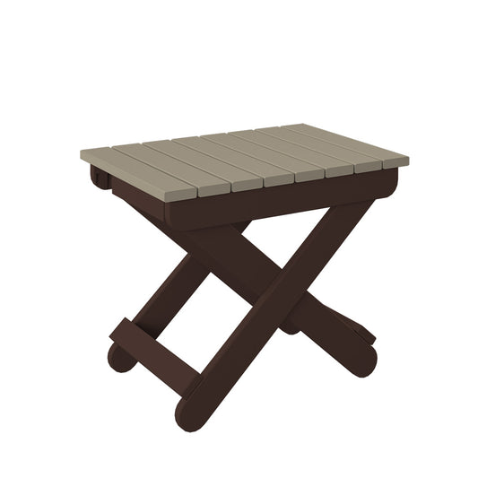 Polybird - Folding End Table Weatherwood And Tudor Brown - P46-WW-TB view 1