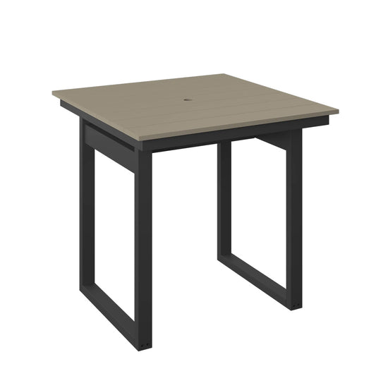 Polybird - Modern 38" Square Table "Counter Height" Weatherwood And Black - P131-C-WW-BK view 1
