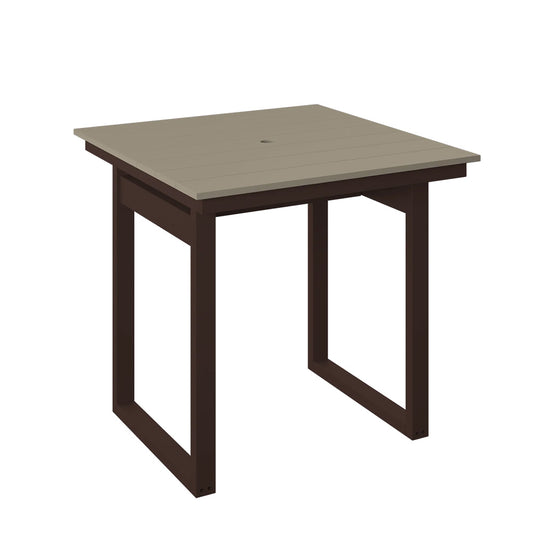 Polybird - Modern 38" Square Table "Counter Height" Weatherwood And Tudor Brown - P131-C-WW-TB view 1