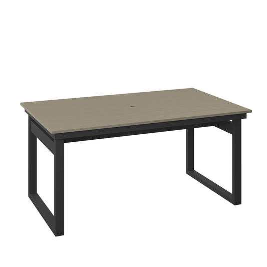 Polybird - Modern 38" X 64" Table Weatherwood And Black - P132-R-WW-BK view 1