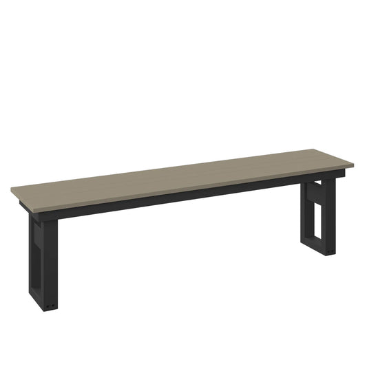 Polybird - Modern 64" Dining Bench Weatherwood And Black - P130-R-WW-BK view 1