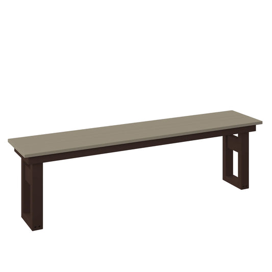 Polybird - Modern 64" Dining Bench Weatherwood And Tudor Brown - P130-R-WW-TB view 1