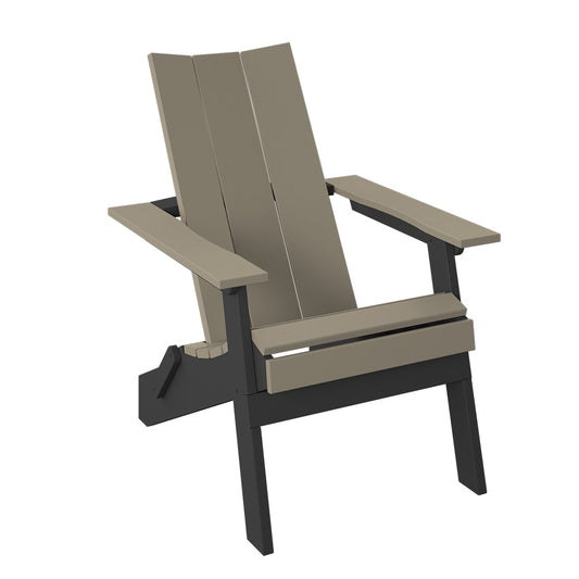 Polybird - Modern Folding Adirondack Weatherwood And Black - P61-WW-BK view 1