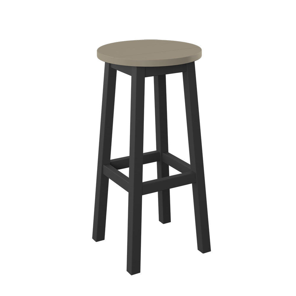 Polybird - Round Bar Stool "Bar Height" Weatherwood And Black - P94-B-WW-BK view 1