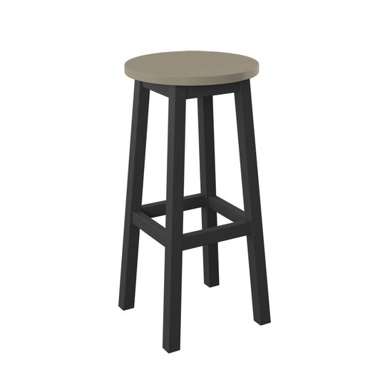 Polybird - Round Bar Stool "Bar Height" Weatherwood And Black - P94-B-WW-BK view 1