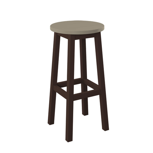 Polybird - Round Bar Stool "Bar Height" Weatherwood And Tudor Brown - P94-B-WW-TB view 1