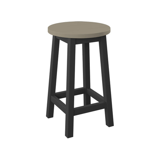 Polybird - Round Bar Stool "Counter Height" Weatherwood And Black - P94-C-WW-BK view 1