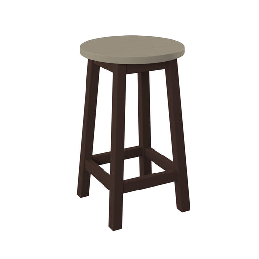 Polybird - Round Bar Stool "Counter Height" Weatherwood And Tudor Brown - P94-C-WW-TB view 1