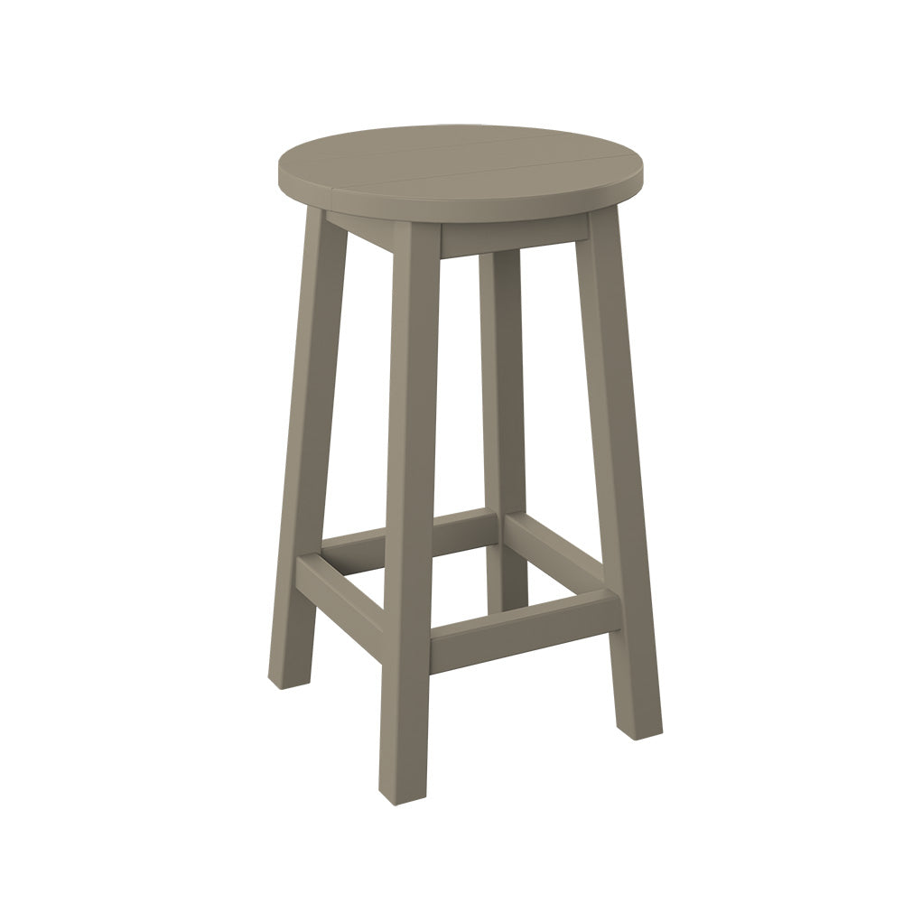 Polybird - Round Bar Stool "Counter Height" Weatherwood - P94-C-WW view 1