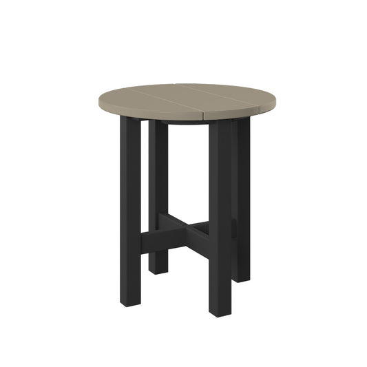 Polybird - Round End Table Weatherwood And Black - P53-WW-BK view 1