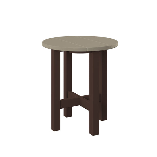 Polybird - Round End Table Weatherwood And Tudor Brown - P53-WW-TB view 1