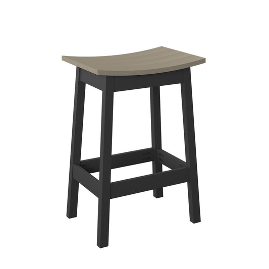 Polybird - Saddle Stool "Bar Height" Weatherwood And Black - P93-B-WW-BK view 1