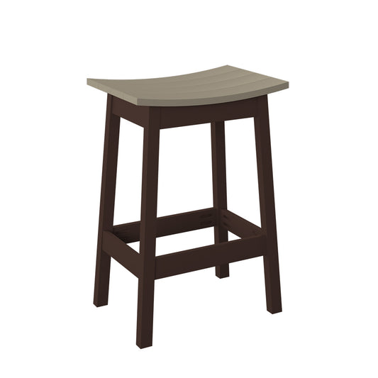 Polybird - Saddle Stool "Bar Height" Weatherwood And Tudor Brown - P93-B-WW-TB view 1