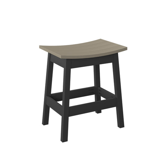 Polybird - Saddle Stool "Counter Height" Weatherwood And Black - P93-C-WW-BK view 1
