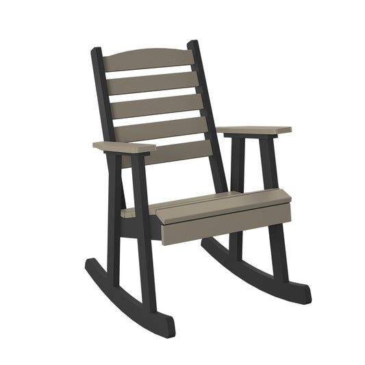 Polybird - Slat Back Rocking Chair Weatherwood And Black - P77-WW-BK view 1