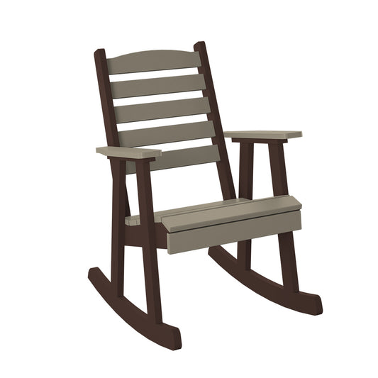 Polybird - Slat Back Rocking Chair Weatherwood And Tudor Brown - P77-WW-TB view 1