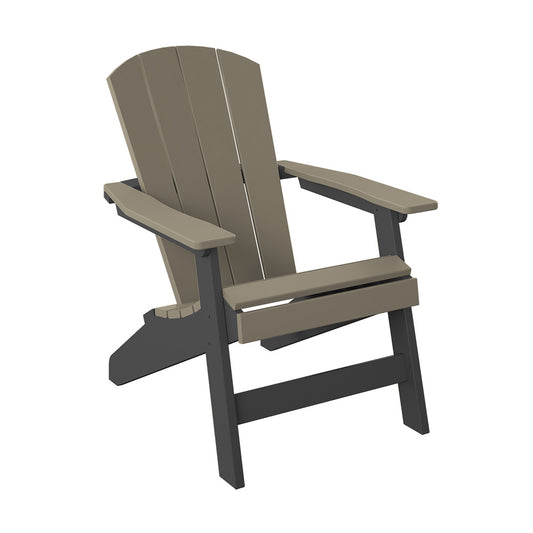 Polybird - Stationary Adirondack Chair Weatherwood And Black - P1-WW-BK view 1